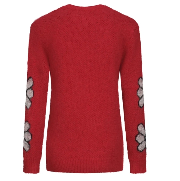 Red Sweater with Cat and Floral Design. NWOT - Picture 3 of 10